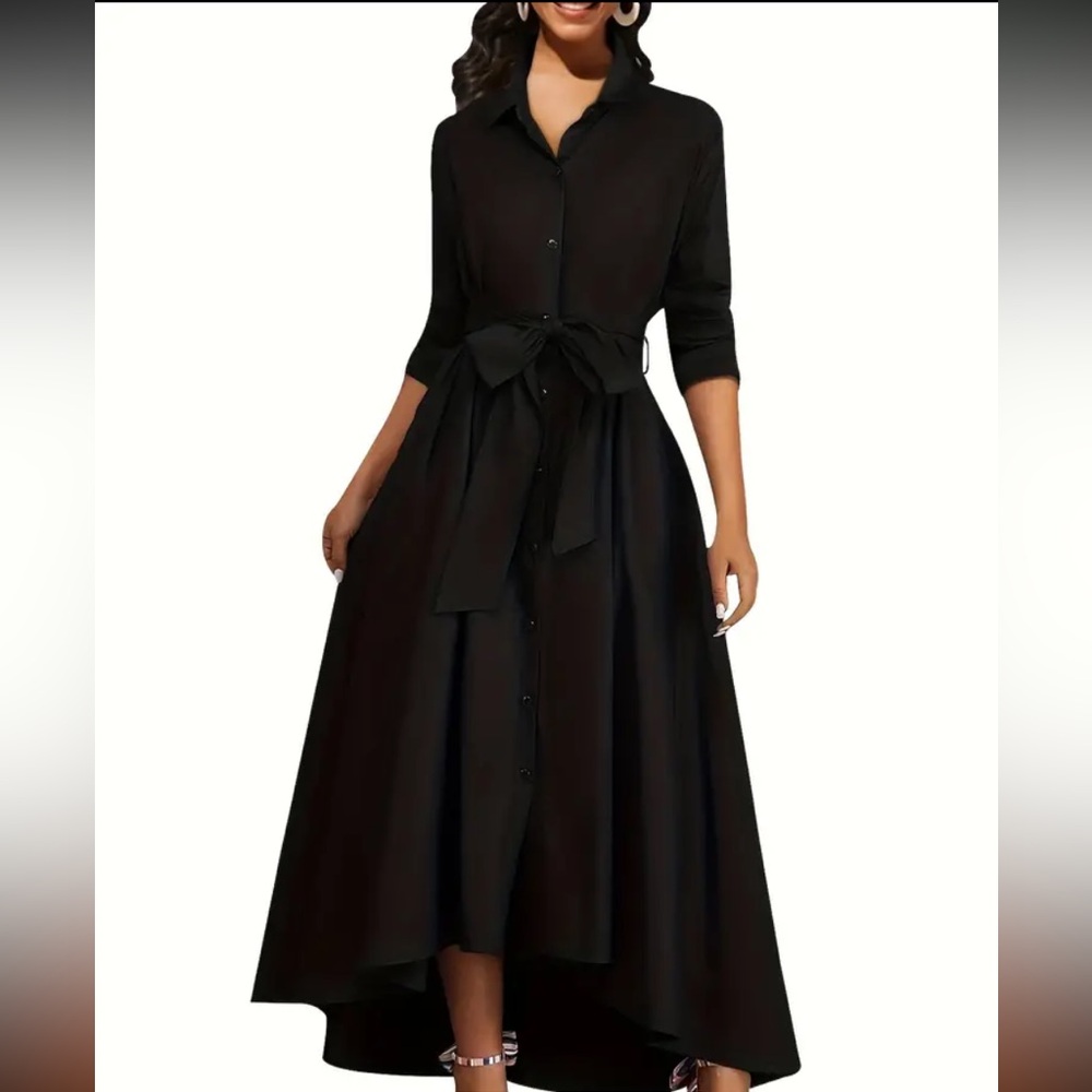 Elegant Black High Low Dress